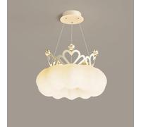 White Girls Bedroom Princess Crown Chandelier Dimmable LED Pendant Fixtures Nordic Hanging Ceiling Light for Baby Nursery Room