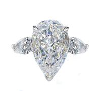 White Gold Pear Cut Moissanite Wedding Ring 1 Moissanite Engagement Ring ChristmasGift For Women Wife Ring Set Economico, Taglia unica, Metallo, Non pietra preziosa