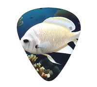 White-Golden Fish - Confezione da 12 plettri per chitarra acustica, elettrica, ukulele