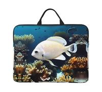 White-golden fish - Custodia per computer portatile da 14", per viaggi d'affari, ufficio, con tracolla, ventiquattrore, nero, taglia unica