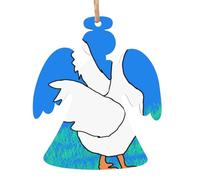 White Goose Spread its Wings Ornamento in legno a forma di angelo, 6 pezzi per albero, decorazione da parete e porta, stile vintage