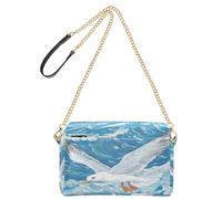 White Gull Flying Over The Sea Borsa a tracolla alla moda per donna Borsa a tracolla in pelle vegana Borsa casual a tracolla impermeabile a tracolla