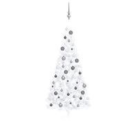 White Half Christmas Tree, 240 cm Artificial Pre-Lit Xmas Decor with 150 s, 1050 suggerimenti, ornamenti, stand in acciaio per decorazione interna, design Space Saving