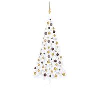 White Half Wall Christmas Tree, 240 cm, larghezza 125 cm, con 1050 punte, pre--Lit con 150 s, ornamenti, Star Topper, spazio interno