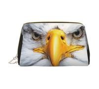 White Head Eagle Leather Handheld Zipper Makeup Bag Organizer Portafoglio Grande Capacità Viaggio Makeup Bag Articoli da toeletta, bianco, Taglia unica