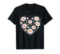 White Heart Daisy Bloom Heart Floral Cottagecore Vibe Maglietta