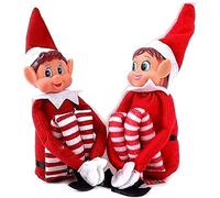 WHITE HILL Elfie & Elvie - (ragazzo e ragazza) Set - divertente e giocoso - Elfo a gambe lunghe peluche peluche - Elfo con cappello e etichetta per Natale festa di Natale Capodanno Decorazione regalo