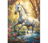 White Horse Running in A Blooming Meadow Puzzle 500 Pezzi Sfida Logica Avanzata Wildlife Plant Rompicapo Per Menti Brillanti Stimolo Cognitivo Esercizio Mentale Regalo Per Laurea 500 PCS