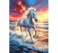 White Horse Running on The Ocean Waves Puzzle 300 Pezzi Idea Regalo Compleanno Originale Fairy Tale Scenery Cartoon Rompicapo Premium Rilassamento E Divertimento Regalo Per Tutti 300 PCS