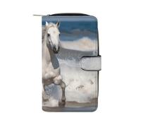White Horse Running on The Sea - Portafoglio da donna in pelle PU con cerni