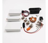 White HSH Active Electric Guitar Pickup Set - Humbuckers Single Coil Pickup, per Fender Strat RG Type Guitar (Black Pckups 1 Pot)
