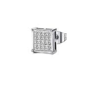 White Iced Hip Hop Square Shape - Orecchini unisex intagliati in argento Sterling 925, Taglia unica, Metallo, Nessuna pietra preziosa