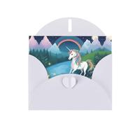 White JKIEGOQ - Biglietto di auguri con stampa di unicorni che corrono, 10,2 x 15,2 cm, per Natale, San Valentino, matrimonio, inviti per feste
