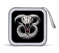 White King Cobra Hissing Distressed Snake CD Case Holder Portatile 40 Capacità DVD Portafoglio Organizer per Auto Viaggi, Stile:, Taglia unica