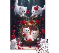 White Kittens Puzzle da Pezzi Rose Love 1000 Pezzi Carta Riciclata Per Donne, Regali Per Uomini Puzzle da Pezzi Gioco Educativo E Stimolante 70x50cm/1000pcs