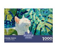 White Kitty in The Fire Bird Oil Painting 1000 Pezzi Cartone Robusto Puzzle Napping Cat Antistress Gioco Per Famiglie Puzzle Per Adulti E Bambini 38x26cm/1000pcs