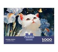 White Kitty Sits in The Grass 1000 Pcs Cartone Robusto Puzzle Cozy Kitten Sfida Unica Gioco Per Famiglie Puzzle Decorazioni Per La Casa 70x50cm/1000pcs