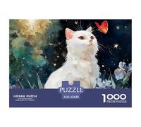 White Kitty Sits in The Grass 1000 Pezzi Carta Ecologica Puzzle Cozy Kitten Sfida Unica Gioco Creativo Puzzle Decorazioni Per La Casa 52x38cm/1000pcs