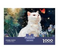 White Kitty Sits in The Grass 1000 Pezzi Cartoncino Premium Puzzle Cozy Kitten Antistress Gioco Creativo Puzzle Decorazioni Per La Casa 70x50cm/1000pcs