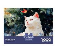 White Kitty Sits in The Grass 1000 Pezzi Cartoncino Premium Puzzle Cozy Kitten Immagini Vibranti Gioco Per Famiglie Puzzle Per Adulti E Bambini 70x50cm/1000pcs