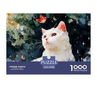 White Kitty Sits in The Grass 1000 Pezzi Cartoncino Premium Puzzle Cozy Kitten Sfida Unica Gioco Creativo Puzzle Per Bambini 52x38cm/1000pcs