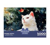 White Kitty Sits in The Grass 1000 Pezzi Cartone Robusto Puzzle Cozy Kitten Antistress Gioco Per Famiglie Puzzle Per Adulti E Bambini 38x26cm/1000pcs