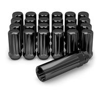 White Knight M14x1.50 (Black Chrome) Duplex 7 Spline Lug Nuts with Key (for Aftermarket Wheels), EZ Installation, Durable Carbon Steel with Stylish Black Chrome Finish, 3809LBK-24AM (24 Pack)