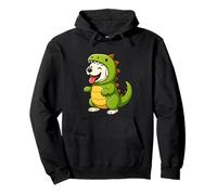 White Labrador Animal Lover Dinosaur Costume Trex Mamma Papà Felpa con Cappuccio