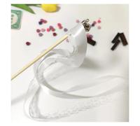 White Lace Ribbon Wands with Golden Silver Bells, Fairy Streamer Stick for Wedding Party per Decorazioni di Nozze Feste(Light Grey,30pcs)