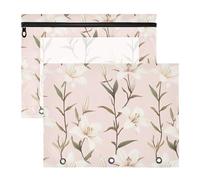 White Lily Blush - Buste per matite con cerniera, 3 anelli, tasca per lettere formato A4, confezione da 2 pezzi, per insegnanti e casa