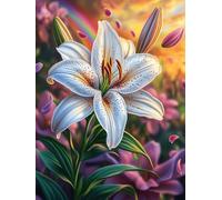 White Lily Flower in A Blooming Garden Rompicapo 300 Pezzi Difficili 3D Cartone Rigido Resistente Tema Architettura Wildlife Pet Per Esperti Per Decorazione E Collezione Qualità Museale 300 PCS