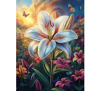 White Lily Flower in A Blooming Meadow Puzzle 300 Pezzi Rompicapo Per Serate Solitarie Wildlife Plant Attività Rilassante Per Momenti Di Pace Antistress Naturale Regalo Per Tutti 300 PCS