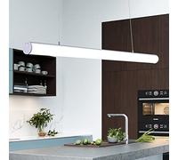 White Linear Chandelier LED Pendant Light 46.8 inch Drop Ceiling Lamp, Long Strip Kitchen Island Lighting Fixture, Minimalist Hanging Chandeliers for Dining Room