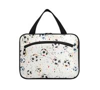 White Little Soccer Balls Hanging Kit da barba Borsa da viaggio con gancio, Designer Unisex Impermeabile Toiletry Bag per Donna WC estuches para maquillaje L