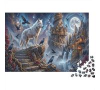 White lupiPuzzle Fai Da Te 1000 Pezzi Cartone Spesso Fortezza antico illuminato dalla luna Divertimento Giorni Pioggia Coppie, Legame Familiare, Regalo Compleanno 70x50cm/1000pcs