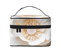 White Magnolia Chinoiserie Travel Makeup Bag - Organizer portatile per articoli da toeletta con scomparti con cerniera per spazzole, bottiglie e prodotti per la cura della pelle