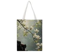 White Magnolia Trailing Over Ancient Eaves 01 Daily Must-Have Canvas Tote Bag, Borsa riutilizzabile ecologica, borsa per la spesa, borsa a tracolla casual alla moda, versatile borsa elegante per donne