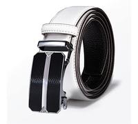 White Men Leather Belt Male Black Automatic Buckle Cowhide Leather Men Belt (Color : A Size : 120cm) (A 130cm)