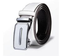 White Men Leather Belt Male Black Automatic Buckle Cowhide Leather Men Belt (Color : A Size : 130cm) (A 110cm)