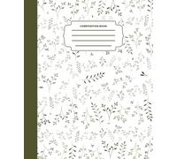 White Minimalist Green Botanical Fern Composition Book: Dainty Leaf Journal: Clean Earthy Aesthetic Notebook for College Students and Office Work | 120 College Ruled Pages, 7.5 x 9.25 in
