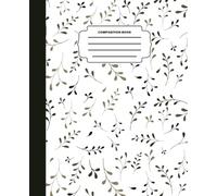 White Minimalist Scattered Leaf Botanical Composition Book: Aesthetic Earthy Nature Notebook for College Students, Office Work, and Daily Journaling | 120 College Ruled Pages, 7.5 x 9.25 in