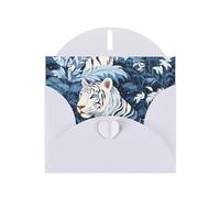 White MJHKXLJ - Biglietto di auguri con stampa di tigre bianca come la neve, busta inclusa, perfetto per Natale, compleanni, San Valentino, matrimoni e molto altro ancora
