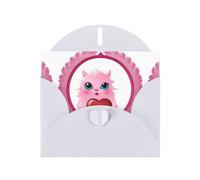 White MJHKXLJ - Biglietto di auguri con stampa perlata con piccolo mostro nella ghirlanda, busta inclusa, perfetto per Natale, compleanni, San Valentino, matrimoni e molto altro ancora