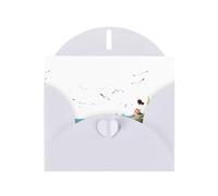 White MJHKXLJ - Biglietto di auguri con stampa perlata di bambina che guarda gabbiani sulla scogliera, busta inclusa, perfetto per Natale, compleanni, San Valentino, matrimoni e molto altro ancora