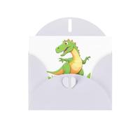 White MJHKXLJ Dinosaur calpestando l'erba stampa perlato biglietto di auguri - busta inclusa - perfetto per Natale, compleanni, San Valentino, matrimoni e molto altro ancora