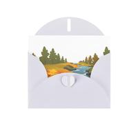 White MJHKXLJ Fallen leaves on the creek - Biglietto di auguri perlato con stampa perlata, busta inclusa, perfetto per Natale, compleanni, San Valentino, matrimoni e molto altro ancora