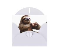 White MJHKXLJ Leonardo_Vision_XL_Sloth_2 Prints, biglietto di auguri perlato, busta inclusa, perfetto per Natale, compleanni, San Valentino, matrimoni e molto altro ancora