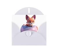 White MJHKXLJ Little Fox on the pink planet Prints, biglietto di auguri perlato, busta inclusa, perfetto per Natale, compleanni, San Valentino, matrimoni e molto altro ancora