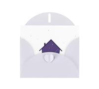 White MJHKXLJ Little Purple House under the Starry Sky Prints, biglietto di auguri perlato con busta inclusa, perfetto per Natale, compleanni, San Valentino, matrimoni e molto altro ancora