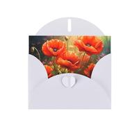 White MJHKXLJ Poppies in Bloom Prints, biglietto di auguri perlato - busta inclusa, perfetto per Natale, compleanni, San Valentino, matrimoni e molto altro ancora